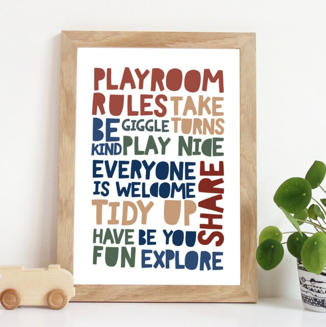 Playroom Rules Print, Prints, Boys Nursery Bedroom Decor, Kids Wall Art, Art - image 1