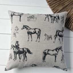 Set Of 2, 4 & 6 Softened Linen Blend Throw Pillow Cover in Horse Print/Double Sided Linen Pillow Case/Horse Decor/ Farmhouse Cushion - thumbnail 3