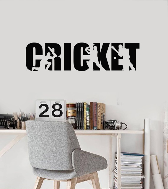 Cricket Vinyl Wall Decal Lettering Player Sports Art Room Decor Stickers Mural - #2579Di - image 1