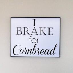 I Brake For Cornbread, Digital Print, Kitchen Art, Southern Word Cornbread Sign, Black & White Gallery Wall Decor - thumbnail 3