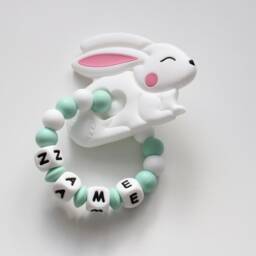 Personalised Bunny Toy, Easter Silicone Sensory Baby Gift - thumbnail 3