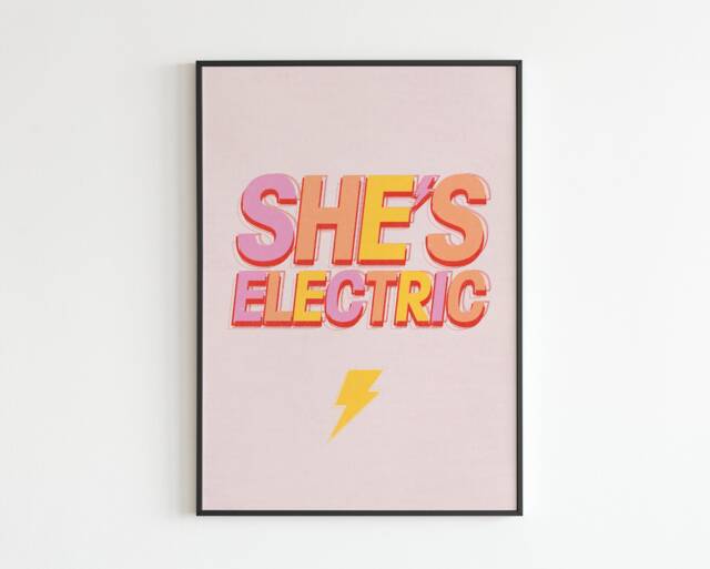 She's Electric - Lyrics Music A3 A4 A5 Wall Art Poster Print Gift