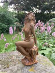 Rusty Cast Iron Lady Statue Garden Ornament