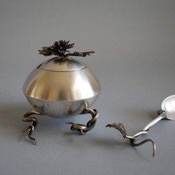 Silver Sugar Bowl. With Lid & Matching Spoon - thumbnail 2