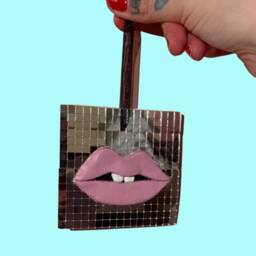 Disco Ball Wall Hanging Handmade Red Lips Home Decor - thumbnail 2