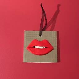 Disco Ball Wall Hanging Handmade Red Lips Home Decor - thumbnail 3