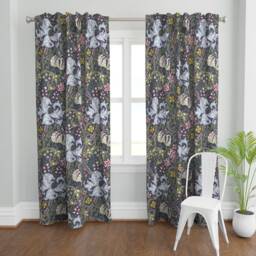 Victorian Floral Curtain Panel - Botanical William Morris Garden Damask Custom Golden Lily By Peacoquettedesigns - thumbnail 2