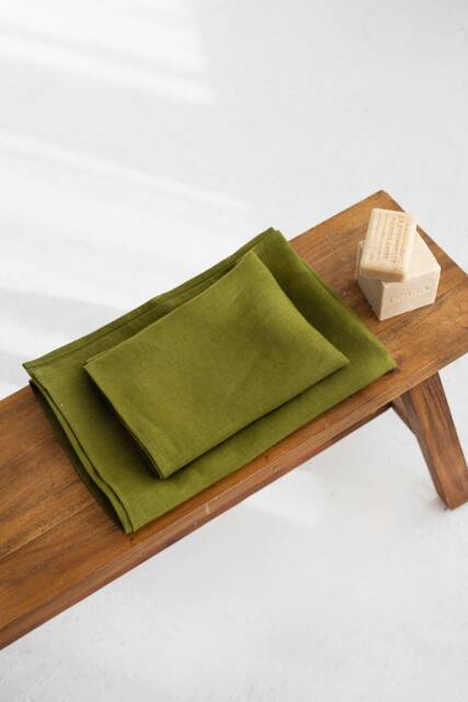 Set Of 2 Softened Linen Bath Towels, 100% Pure - image 1