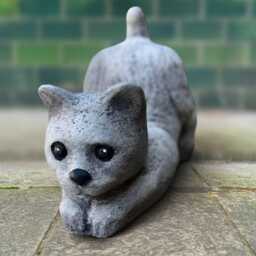 Cute Concrete Kitten Statue Garden Kitty Figurine Handmade Stone Pet Sculpture Memorial Cat Ornament Cement Decor Cat Yard Art Gift - thumbnail 3
