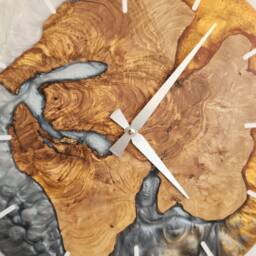 Custom Olive Wood & Resin Wall Clock Live Edge Rustic Decor - thumbnail 4