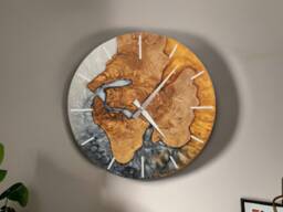 Custom Olive Wood & Resin Wall Clock Live Edge Rustic Decor