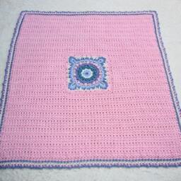 Pink Merino Wool Crochet Baby Blanket Victorian Lace Crib Blanket - thumbnail 2
