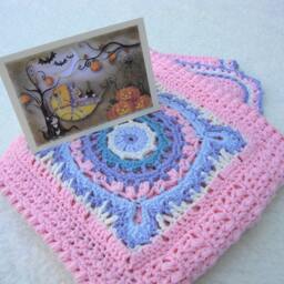 Pink Merino Wool Crochet Baby Blanket Victorian Lace Crib Blanket - thumbnail 4