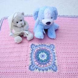 Pink Merino Wool Crochet Baby Blanket Victorian Lace Crib Blanket - thumbnail 3