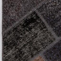 Handmade Turkish Patchwork Rug, Brown & Black - thumbnail 4