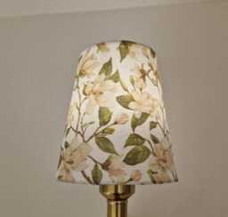 Beautiful Decoupaged White Magnolia Floral Clip-On Lampshades. Candle Lamp Shade. Chandalier - thumbnail 1