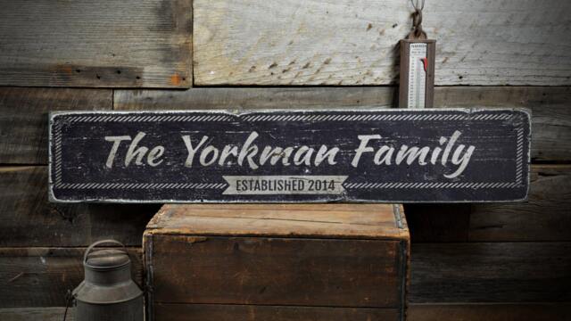 Rustic Family Name Sign, Custom Last Est. Date Wedding Wooden Decor, Established Sign - Wall Decoration - image 1