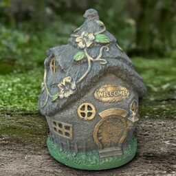 Fantasy Fairy House Statue Concrete Home Figurine Stone Decoration Modern Sculpture Front Door Ornament House Lover Gift Yard Art - thumbnail 1