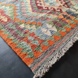 Kilim Rug Classic, Handmade Artisan Afghan Turkish Aztec Geometric Wool 144x109 cm - thumbnail 2