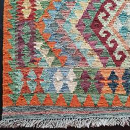 Kilim Rug Classic, Handmade Artisan Afghan Turkish Aztec Geometric Wool 144x109 cm - thumbnail 4