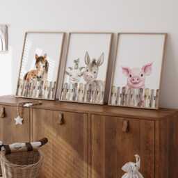 Farm Nursery Prints, Yard, Animals Decor, Kids Nursery, Print, Set Of 3 - thumbnail 3