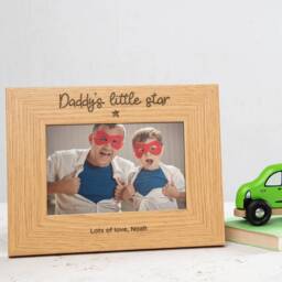 Personalised Engraved Wooden Photo Frame - Fathers Day Picture For Dad Birthday Gifts Daddy From Children Gift Kids - thumbnail 1