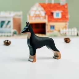 Miniature Wooden Doberman Figurine Black Dog Sculpture, Pet Memorial Gift - thumbnail 2