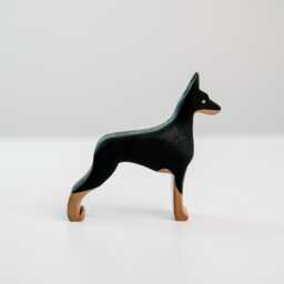 Miniature Wooden Doberman Figurine Black Dog Sculpture, Pet Memorial Gift - thumbnail 3