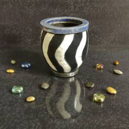 Geometric Raku Ceramic Planters - Black & White Modern Design Handmade Pots For Succulents Single Or Set Of 3 Custom Color - thumbnail 4