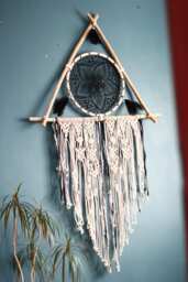 Large Triangle Macrame Dreamcatcher, Boho Wall Hanging - thumbnail 1