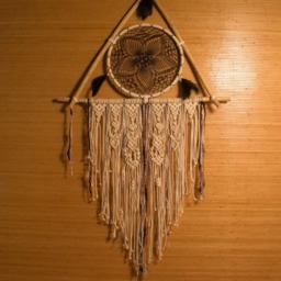 Large Triangle Macrame Dreamcatcher, Boho Wall Hanging - thumbnail 2