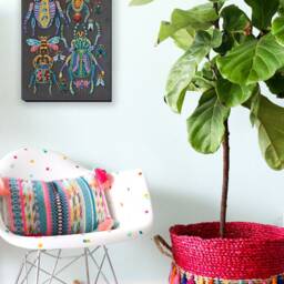Colorful Insects Wall Art Beaded Artwork Handmade Completed Finished Bead Embroidered Picture - Not Framed - thumbnail 4