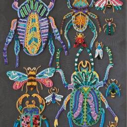Colorful Insects Wall Art Beaded Artwork Handmade Completed Finished Bead Embroidered Picture - Not Framed - thumbnail 2