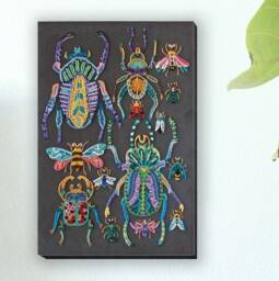 Colorful Insects Wall Art Beaded Artwork Handmade Completed Finished Bead Embroidered Picture - Not Framed - thumbnail 1