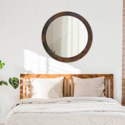 Metallic Rustic, Bronze, Round Mirror Frame, Glass Wall Art, High Quality Print - thumbnail 3