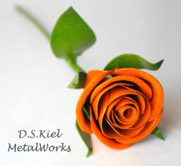 Metal Sweetheart Rose Orange Steel Flower, Birthday Gift - thumbnail 1