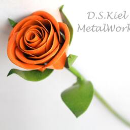 Metal Sweetheart Rose Orange Steel Flower, Birthday Gift - thumbnail 2