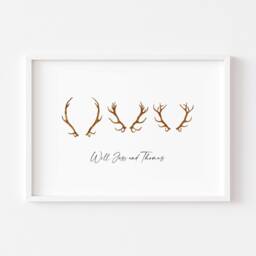 Reindeer Family Print Personalised - Christmas Prints Decor Decoration Wall Art - thumbnail 2