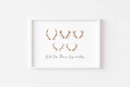 Reindeer Family Print Personalised - Christmas Prints Decor Decoration Wall Art - thumbnail 1