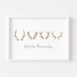 Reindeer Family Print Personalised - Christmas Prints Decor Decoration Wall Art - thumbnail 3