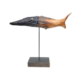 Driftwood Fish Sculpture Coastal Wood Art Trophy - 38x30 - thumbnail 2