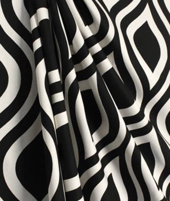 Black Geometric Curtains- Designer Window Panels - Shower Curtain, Valance Unlined, Curtains, Black On Natural - image 1