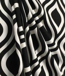 Black Geometric Curtains- Designer Window Panels - Shower Curtain, Valance Unlined, Curtains, Black On Natural