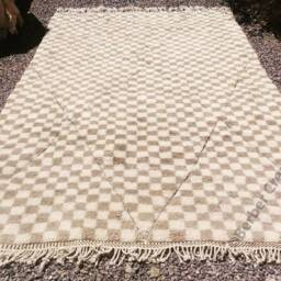 Moroccan Berber Checkered Rug, Taupe & Cream Checkered Morrocan Area Rugs , Checkerboard Rug - thumbnail 2