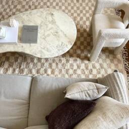 Moroccan Berber Checkered Rug, Taupe & Cream Checkered Morrocan Area Rugs , Checkerboard Rug - thumbnail 1
