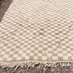 Moroccan Berber Checkered Rug, Taupe & Cream Checkered Morrocan Area Rugs , Checkerboard Rug - thumbnail 3