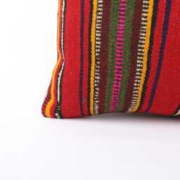 Kilim Lumbar Pillow Cover Turkish Woven Cushion, Bohemian Decor - 12x24 - thumbnail 2