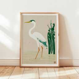 Japanese Heron Poster, Minimal Bird Wall Art, Zen Nature Print - thumbnail 4
