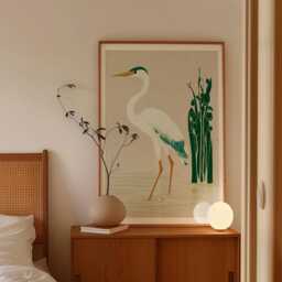 Japanese Heron Poster, Minimal Bird Wall Art, Zen Nature Print - thumbnail 2