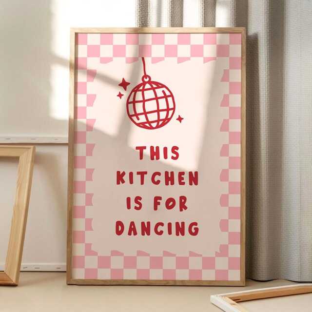 This Kitchen Is For Dancing Disco Art Canvas Poster, Trendy Wall Art, Apartment Aesthetic Decor, Retro Home Printed Gift - image 1